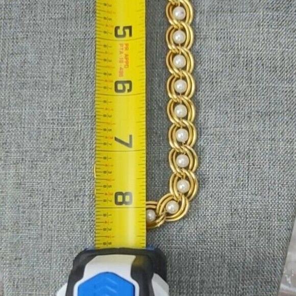 Vintage Caged Pearl Necklace Goldtone Double Open Link Appx 18.5" FAUX PEARL - Picture 6 of 9